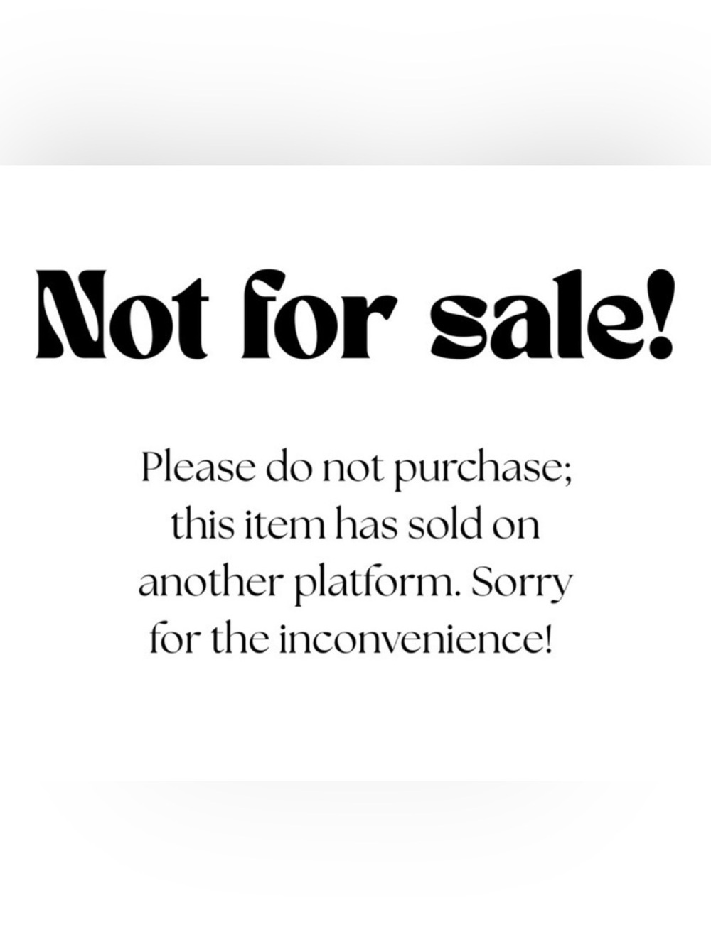 Sold don’t buy!
